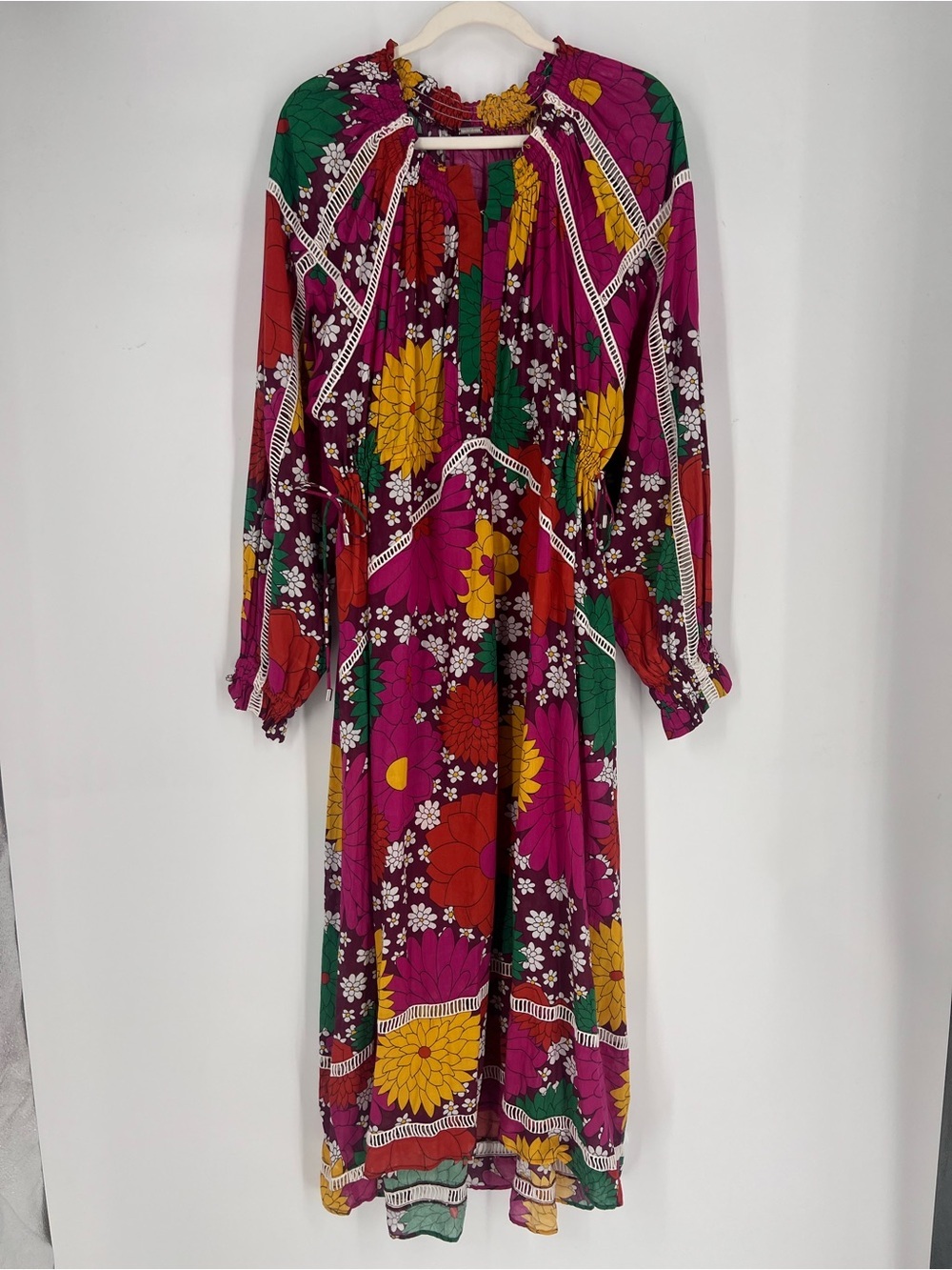 Dodo Bar Or Colorful Zinnia Long Sleeve Lace Shirt Designer Maxi Dress M